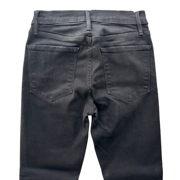 Frame Denim Le High Skinny Stiletto Raw Hem Size 25 Black Fish High Rise - Picture 6 of 7